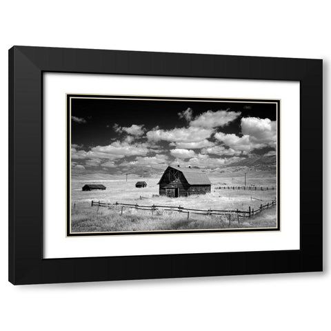Infrared view of barn in rural Montana-USA Black Modern Wood Framed Art Print with Double Matting by Highsmith, Carol