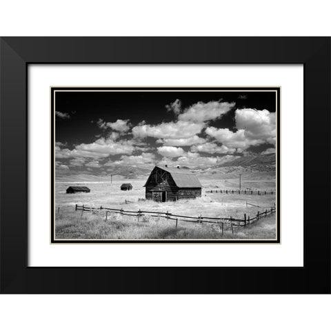 Infrared view of barn in rural Montana-USA Black Modern Wood Framed Art Print with Double Matting by Highsmith, Carol