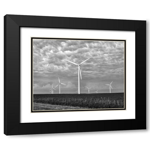 Wind farms-American prairie farms-Iowa Black Modern Wood Framed Art Print with Double Matting by Highsmith, Carol