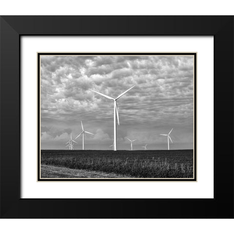 Wind farms-American prairie farms-Iowa Black Modern Wood Framed Art Print with Double Matting by Highsmith, Carol