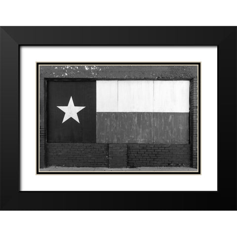 Texas flag-painted on boarded-up window Black Modern Wood Framed Art Print with Double Matting by Highsmith, Carol