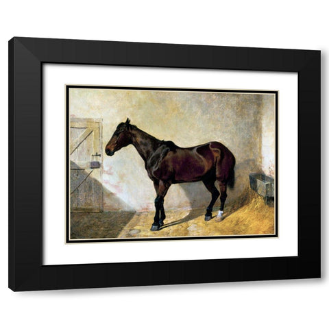 Horse Black Modern Wood Framed Art Print with Double Matting by Herring, John Frederick