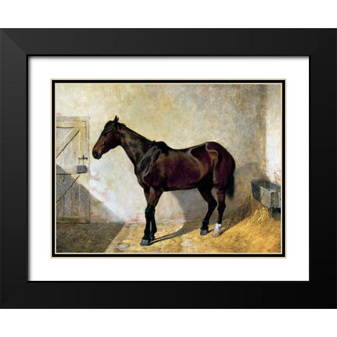 Horse Black Modern Wood Framed Art Print with Double Matting by Herring, John Frederick