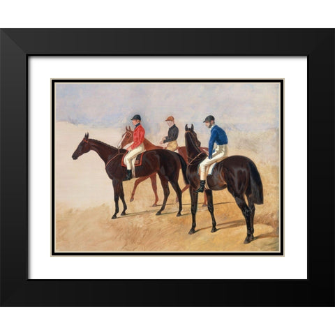 Steeplechase cracks Black Modern Wood Framed Art Print with Double Matting by Herring, John Frederick