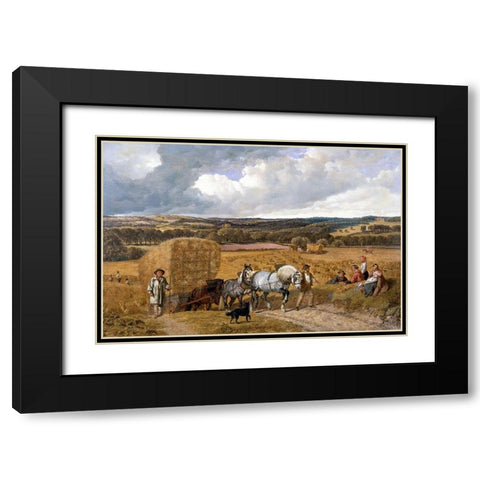 Harvest Black Modern Wood Framed Art Print with Double Matting by Herring, John Frederick