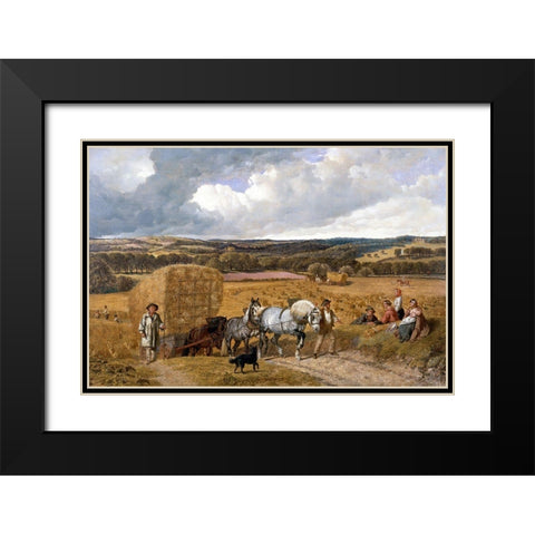 Harvest Black Modern Wood Framed Art Print with Double Matting by Herring, John Frederick