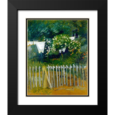 Laundry in the garden in Kandern Black Modern Wood Framed Art Print with Double Matting by Macke, August