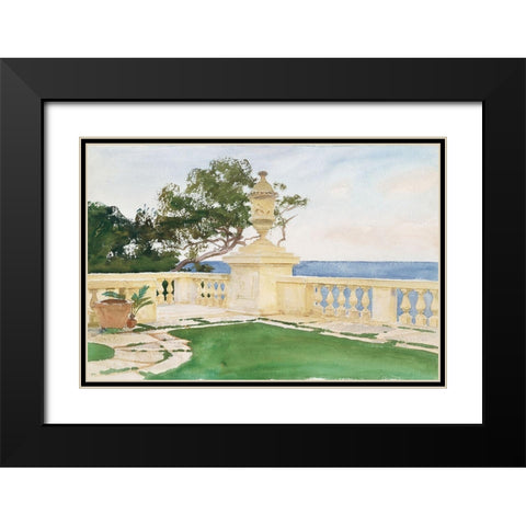 Terrace-Vizcaya Black Modern Wood Framed Art Print with Double Matting by Sargent, John Singer