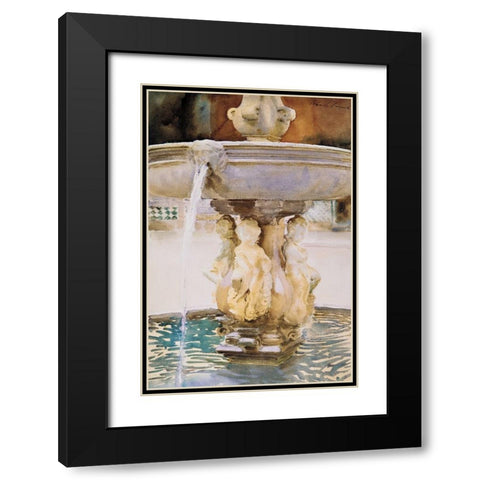 Spanish Fountain Black Modern Wood Framed Art Print with Double Matting by Sargent, John Singer