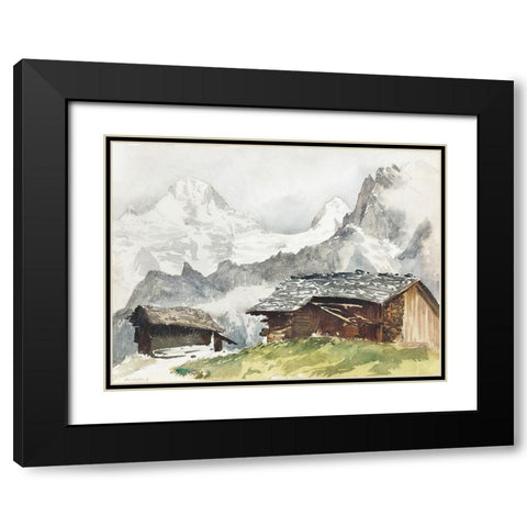 Chalets-Breithorn-Murren Black Modern Wood Framed Art Print with Double Matting by Sargent, John Singer