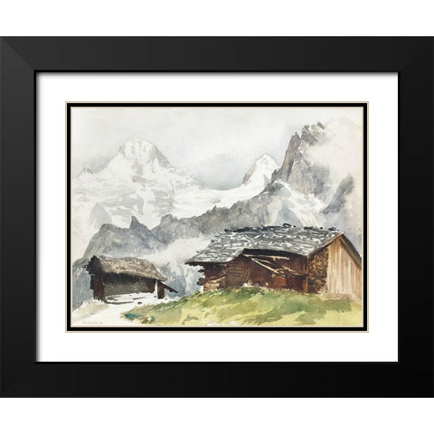 Chalets-Breithorn-Murren Black Modern Wood Framed Art Print with Double Matting by Sargent, John Singer