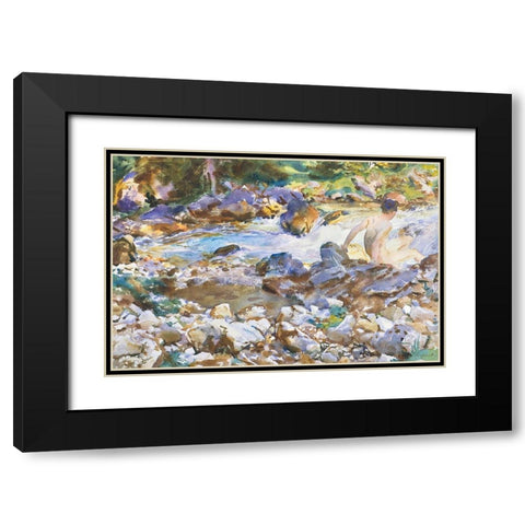 Mountain Stream Black Modern Wood Framed Art Print with Double Matting by Sargent, John Singer