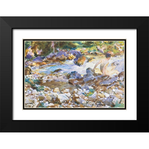 Mountain Stream Black Modern Wood Framed Art Print with Double Matting by Sargent, John Singer