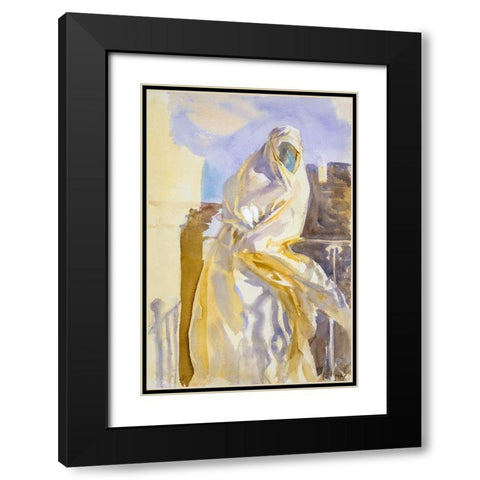 Arab Woman Black Modern Wood Framed Art Print with Double Matting by Sargent, John Singer