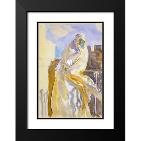 Arab Woman Black Modern Wood Framed Art Print with Double Matting by Sargent, John Singer