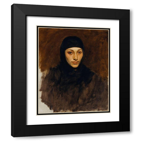 Egyptian Woman Black Modern Wood Framed Art Print with Double Matting by Sargent, John Singer
