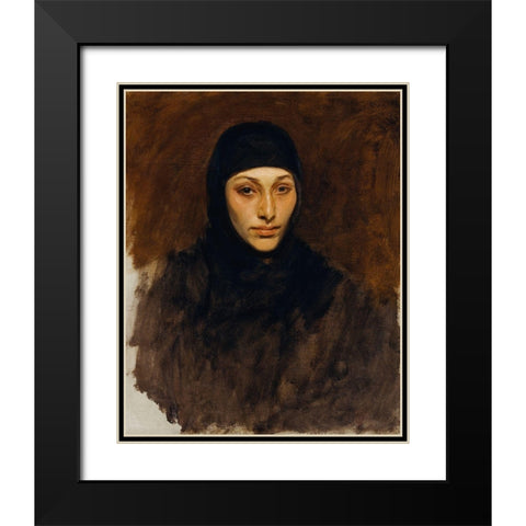 Egyptian Woman Black Modern Wood Framed Art Print with Double Matting by Sargent, John Singer