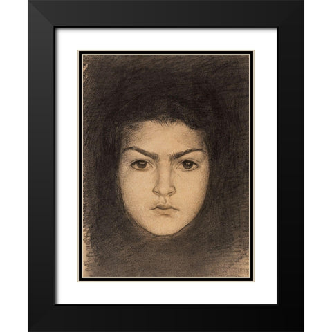 Head of a Woman Front Black Modern Wood Framed Art Print with Double Matting by Sargent, John Singer