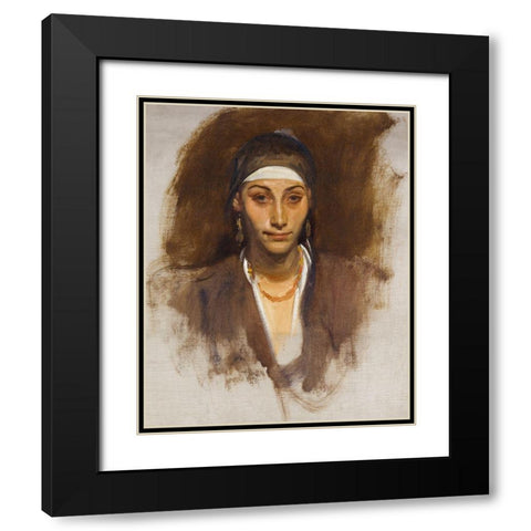 Egyptian Woman with Earrings Black Modern Wood Framed Art Print with Double Matting by Sargent, John Singer
