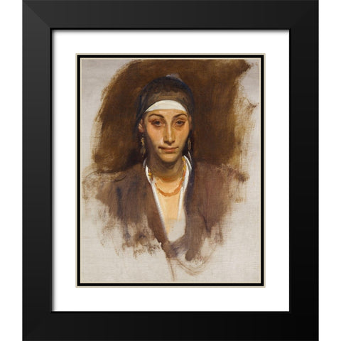 Egyptian Woman with Earrings Black Modern Wood Framed Art Print with Double Matting by Sargent, John Singer
