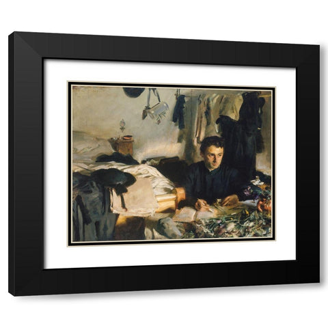 Padre Sebastiano Black Modern Wood Framed Art Print with Double Matting by Sargent, John Singer