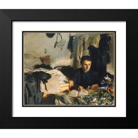 Padre Sebastiano Black Modern Wood Framed Art Print with Double Matting by Sargent, John Singer
