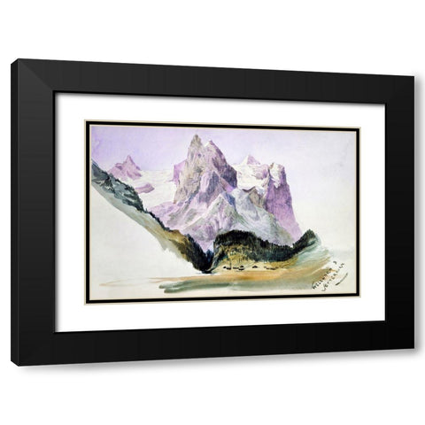 Wellhorn and Wetterhorn from Brunig Black Modern Wood Framed Art Print with Double Matting by Sargent, John Singer