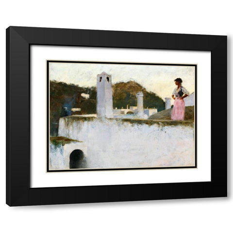 View of Capri Black Modern Wood Framed Art Print with Double Matting by Sargent, John Singer