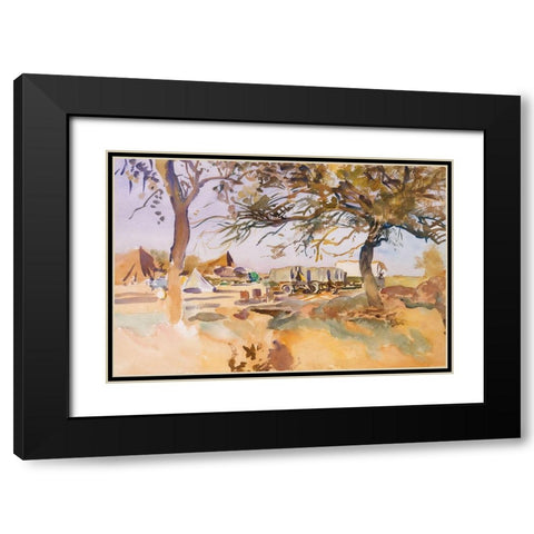Military Camp Black Modern Wood Framed Art Print with Double Matting by Sargent, John Singer