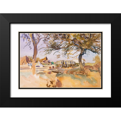 Military Camp Black Modern Wood Framed Art Print with Double Matting by Sargent, John Singer