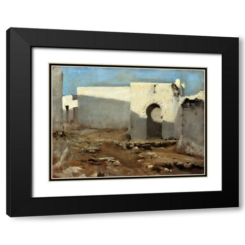 Moorish Buildings in Sunlight Black Modern Wood Framed Art Print with Double Matting by Sargent, John Singer