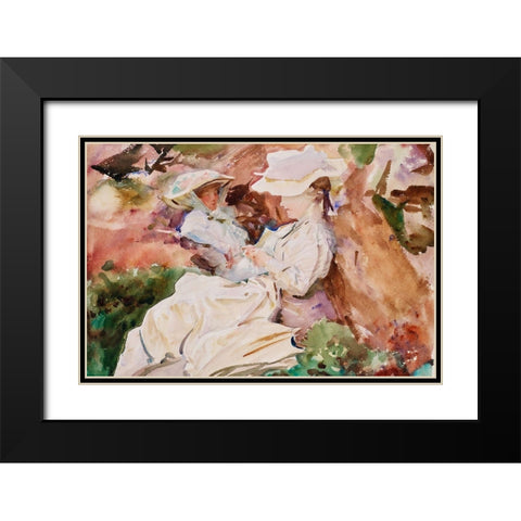 Simplon - Mrs Barnard and her Daughter Dorothy Black Modern Wood Framed Art Print with Double Matting by Sargent, John Singer