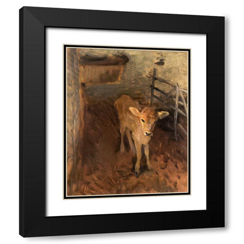 A Jersey CalfÂ  Black Modern Wood Framed Art Print with Double Matting by Sargent, John Singer