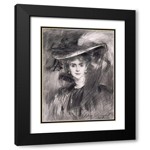Portrait of the Baroness de Meyer Black Modern Wood Framed Art Print with Double Matting by Sargent, John Singer