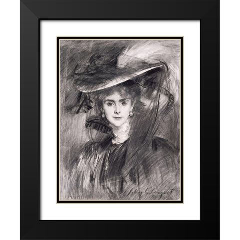 Portrait of the Baroness de Meyer Black Modern Wood Framed Art Print with Double Matting by Sargent, John Singer