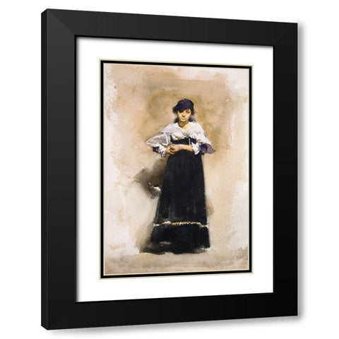 Young Woman with a Black Skirt Black Modern Wood Framed Art Print with Double Matting by Sargent, John Singer
