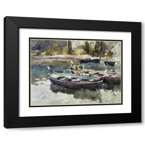 Small Boats Black Modern Wood Framed Art Print with Double Matting by Sargent, John Singer
