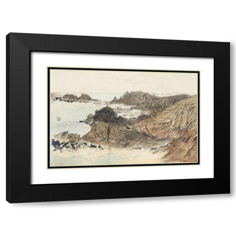 Rocky Coast Black Modern Wood Framed Art Print with Double Matting by Sargent, John Singer