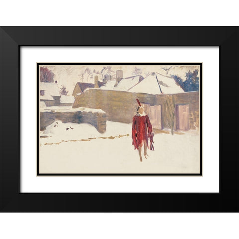 Mannikin in the Snow Black Modern Wood Framed Art Print with Double Matting by Sargent, John Singer