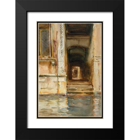 Venetian Passageway Black Modern Wood Framed Art Print with Double Matting by Sargent, John Singer