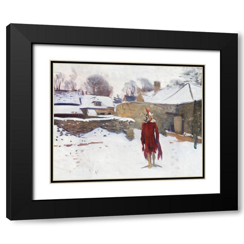 Mannikin in the Snow Black Modern Wood Framed Art Print with Double Matting by Sargent, John Singer