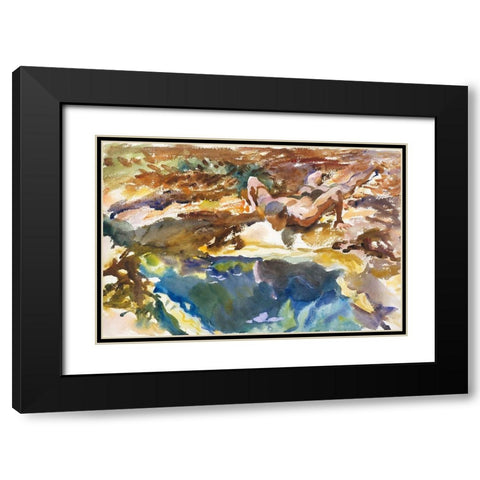 Man and Pool-FloridaÂ  Black Modern Wood Framed Art Print with Double Matting by Sargent, John Singer