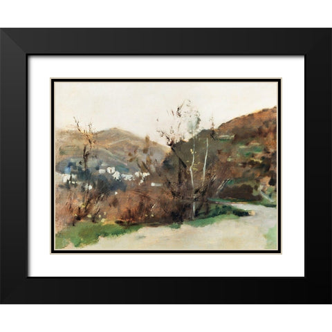 Spanish Landscape Black Modern Wood Framed Art Print with Double Matting by Sargent, John Singer