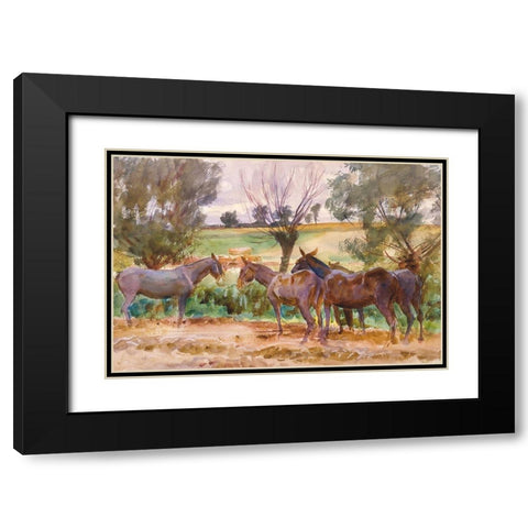 Mules Black Modern Wood Framed Art Print with Double Matting by Sargent, John Singer