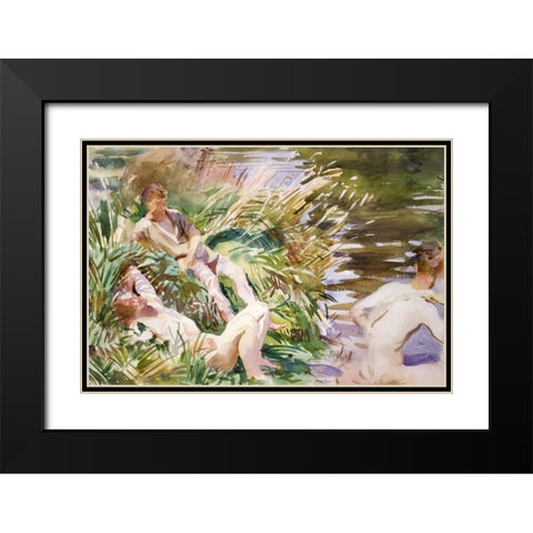 Tommies Bathing Black Modern Wood Framed Art Print with Double Matting by Sargent, John Singer