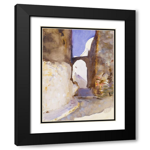 Street-Tangier Black Modern Wood Framed Art Print with Double Matting by Sargent, John Singer
