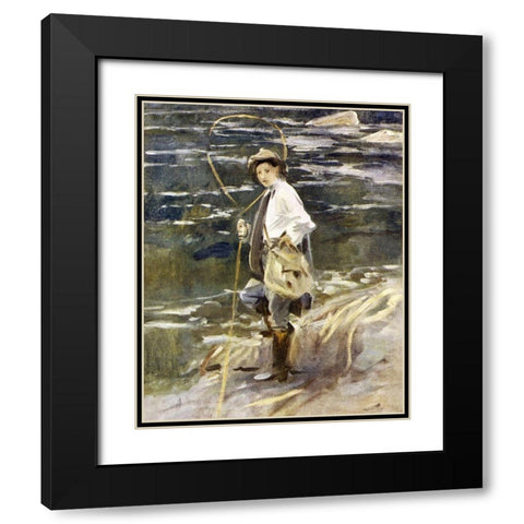 Angling in British Art Through Five Centuries Black Modern Wood Framed Art Print with Double Matting by Sargent, John Singer