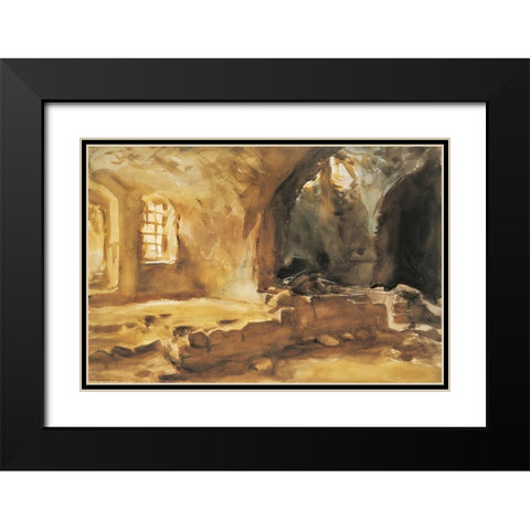 Ruined Cellar Arras Black Modern Wood Framed Art Print with Double Matting by Sargent, John Singer