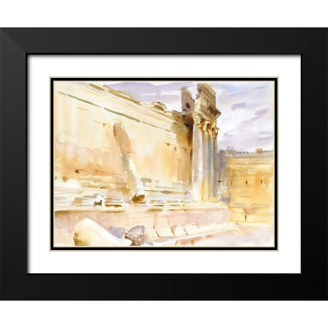 Temple of Bacchus-Baalbek Black Modern Wood Framed Art Print with Double Matting by Sargent, John Singer