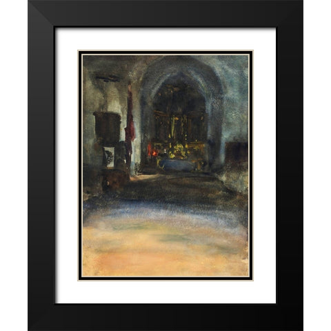 Spanish Church Interior Black Modern Wood Framed Art Print with Double Matting by Sargent, John Singer